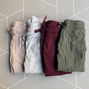 H&M 4T Kids Joggers in Tan, Gray, Burgundy, and Green